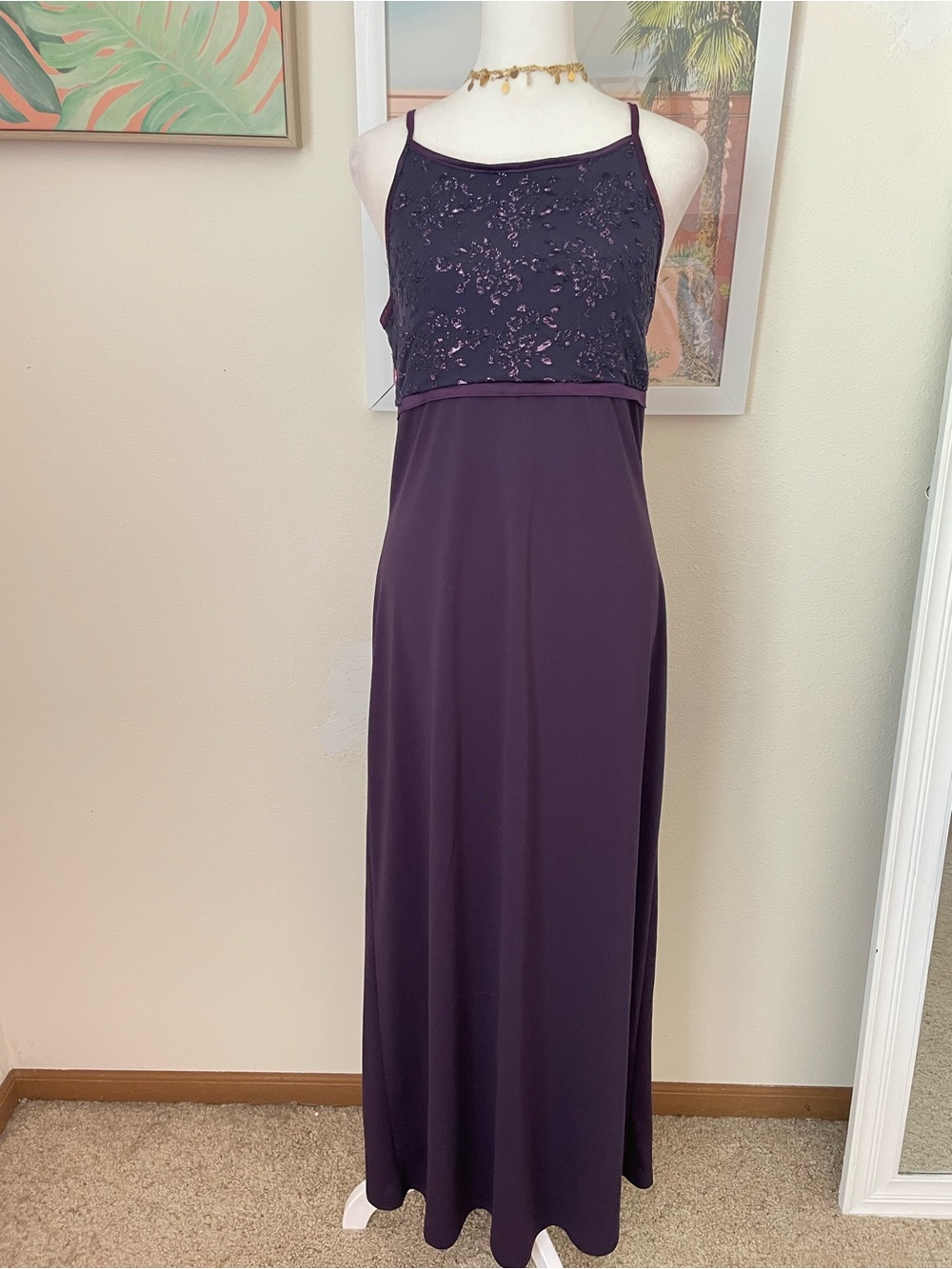 Vintage 90s Byer Too! Whimsigoth Metallic Maxi Dress in Juniors Large